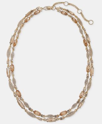 Crystal Layered Collar Necklace, 16" + 3" extender