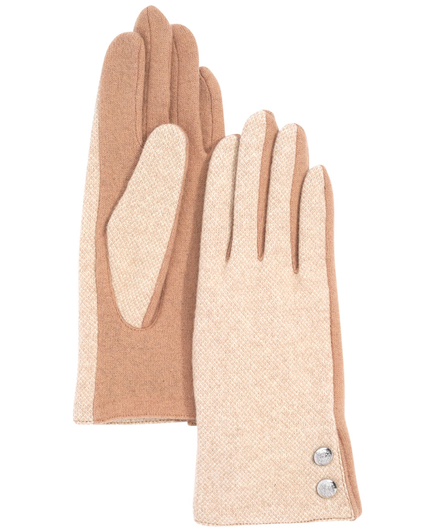 Женские перчатки Lauren Ralph Lauren Two Button Pattern Top Gloves, цвет: Верблюжий — фото 2