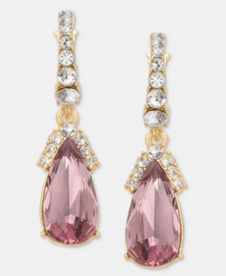 Crystal Pear-Shape Charm Hoop Earrings