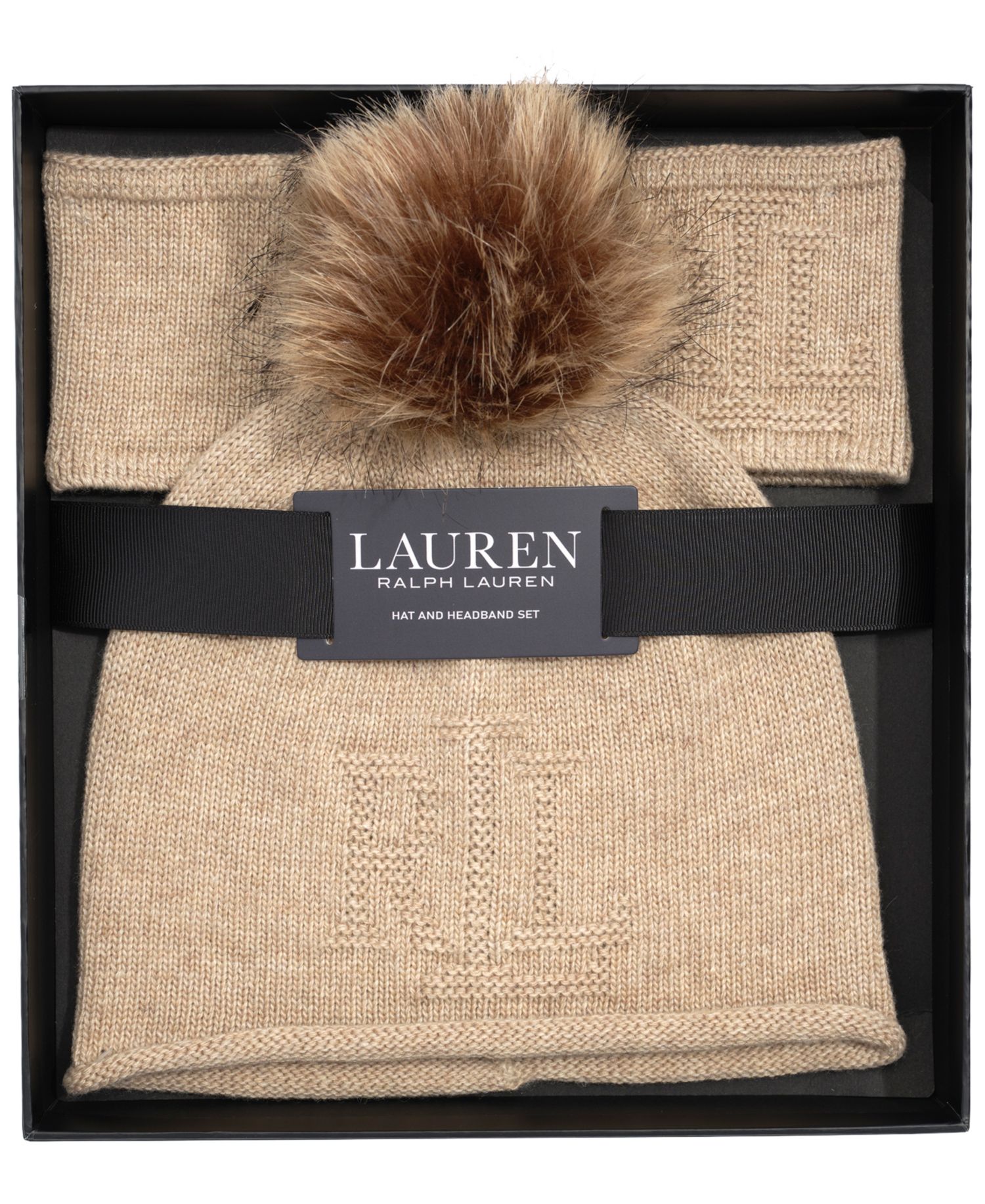 Texture Logo Headband and Beanie Set