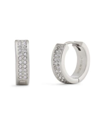 Faux-Stone Pav&eacute; Huggie Earrings