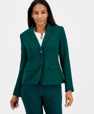 Petite Notch Collar Two-Button Flap Pockets Blazer