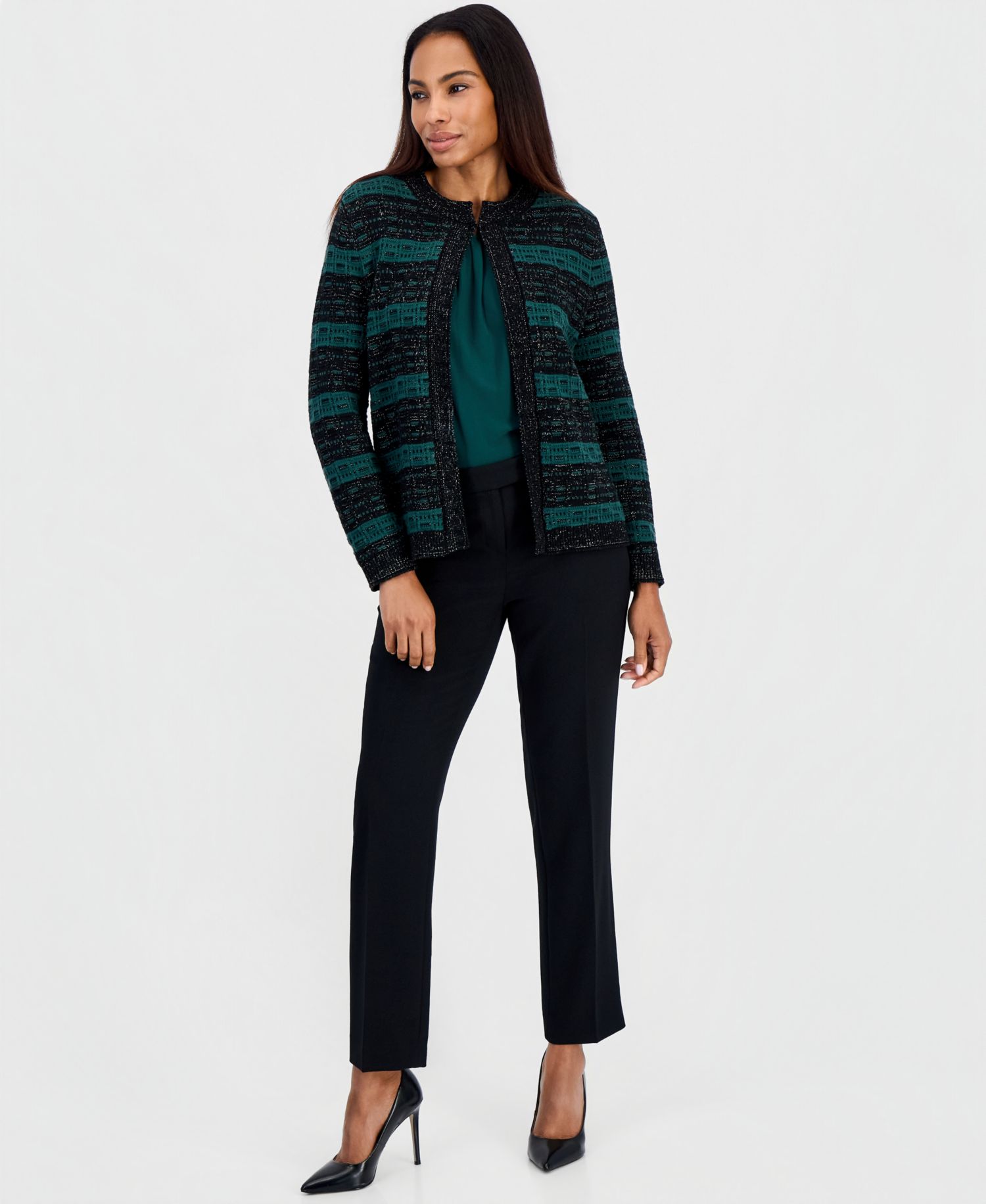 Petite Colorblock Stripe Cardigan Sweater