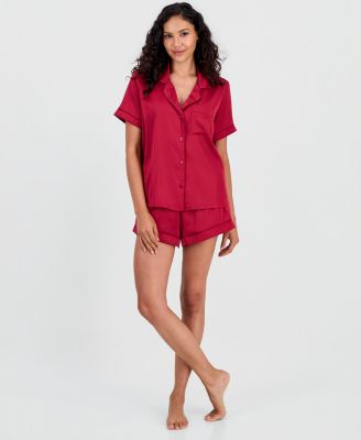 Women's Stretch Satin Short-Sleeve Pajama Set
