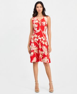 Petite Printed Sleeveless Midi Dress