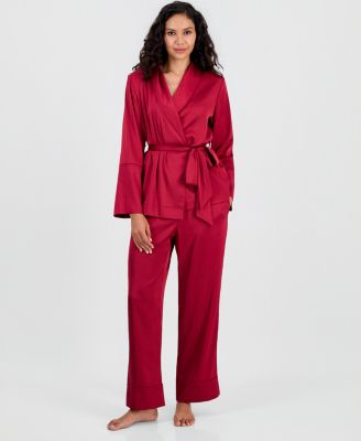 Women's Satin Shawl Collar Pajama Set