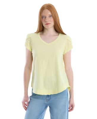 Women's Eyelet Cap Sleeve Tee