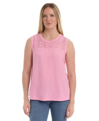 Women's Shell with Lace Yoke Tee