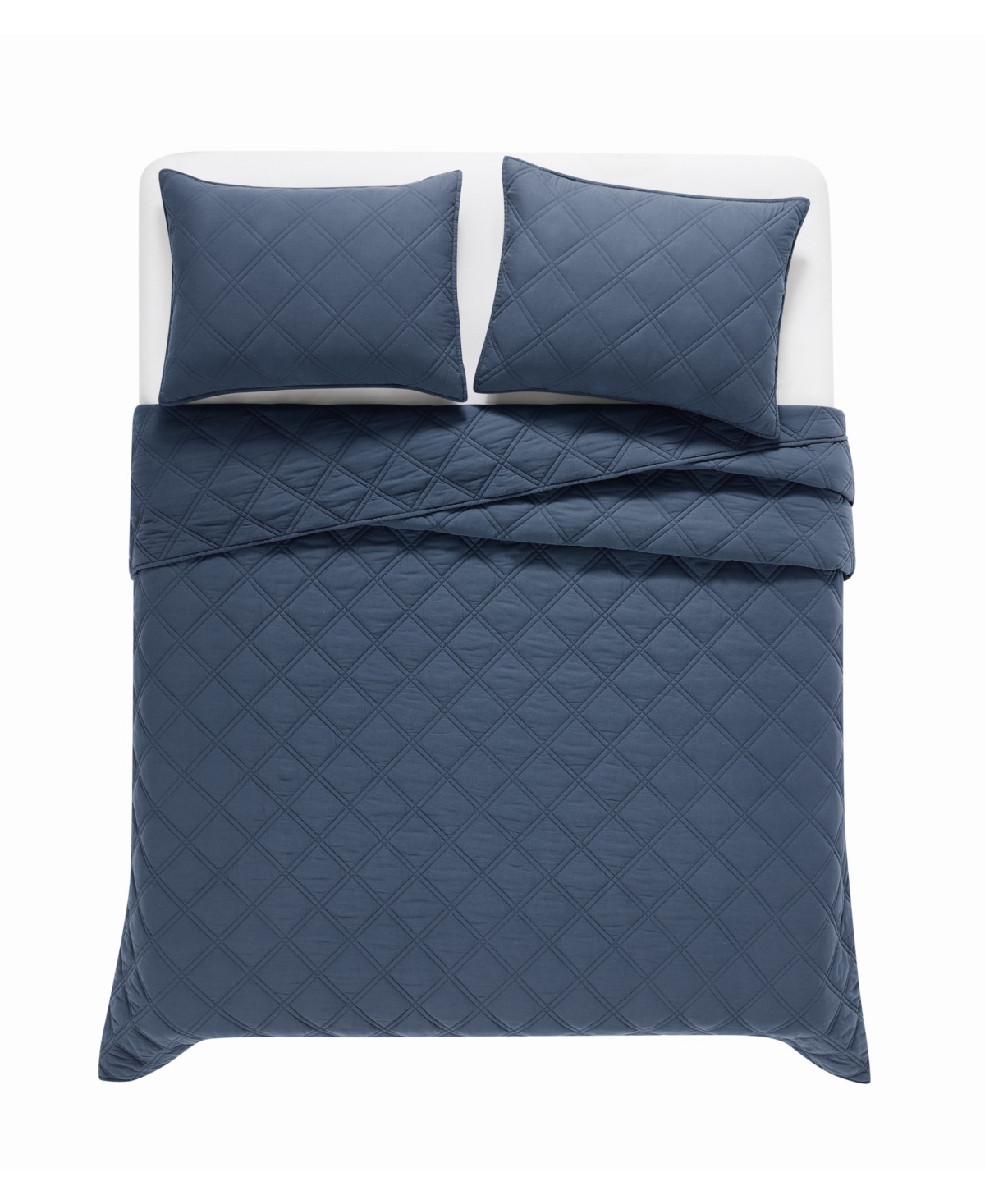 Brooklyn Loom Diamond Washed Cotton -Piece Quilt Set