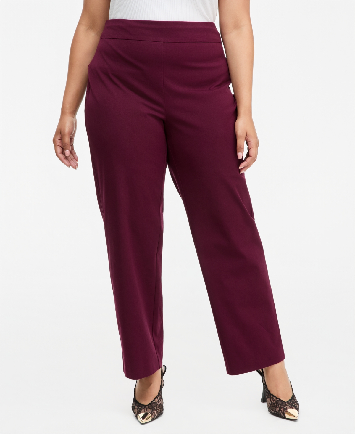 I.n.c. International Concepts Plus INCredible Stretch Straight High-Rise Pull-On Pants, Macy's Exclusive