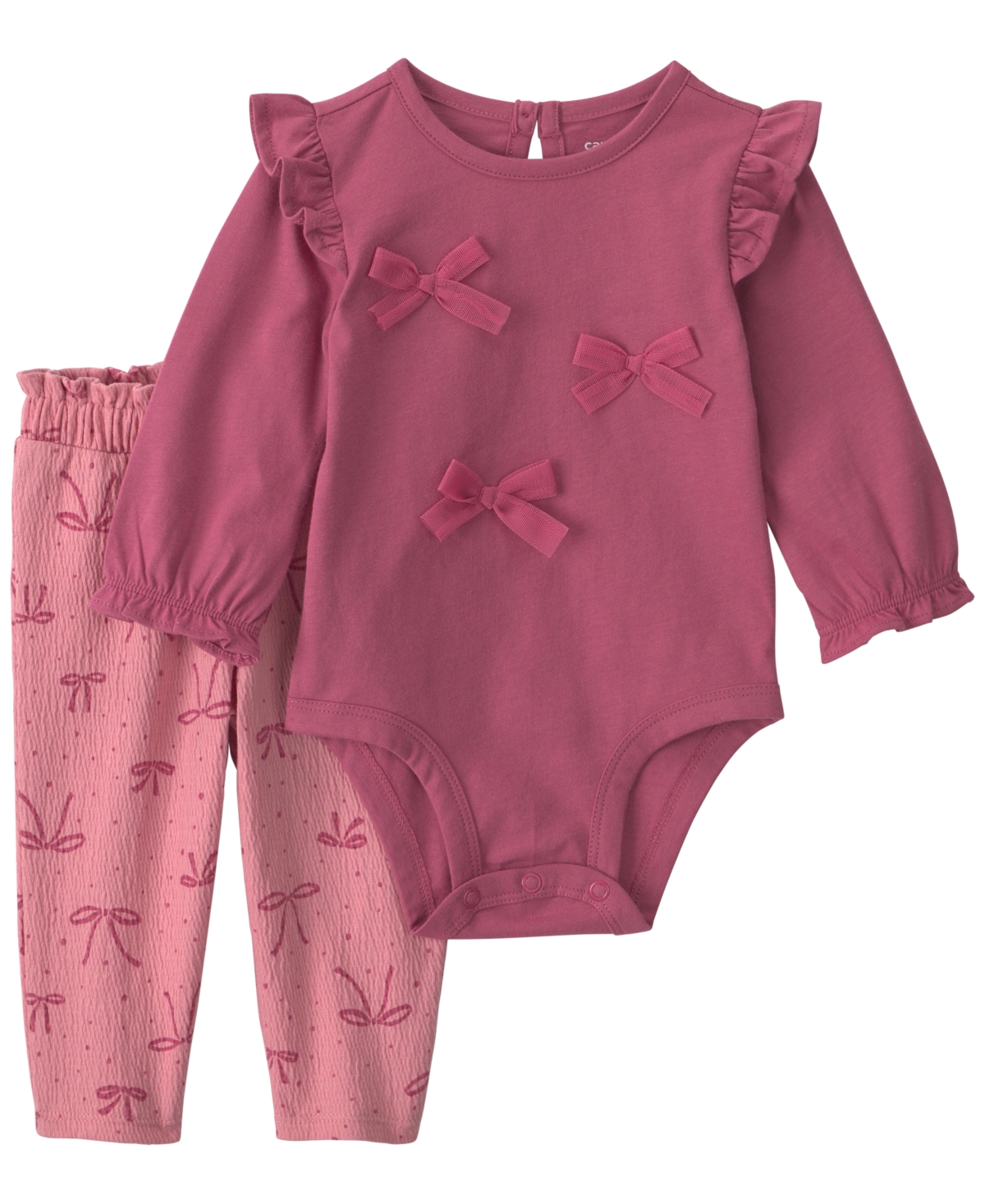 Carter's Baby Girls' Long-sleeve Bodysuit And Pants, 2-piece Set In Red