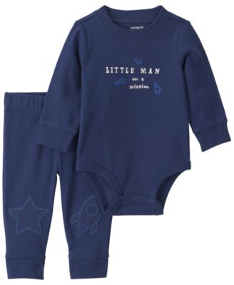 Baby Boys' Little Man On A Mission Space Long-Sleeve Bodysuit and Pants, 2-Piece Set
