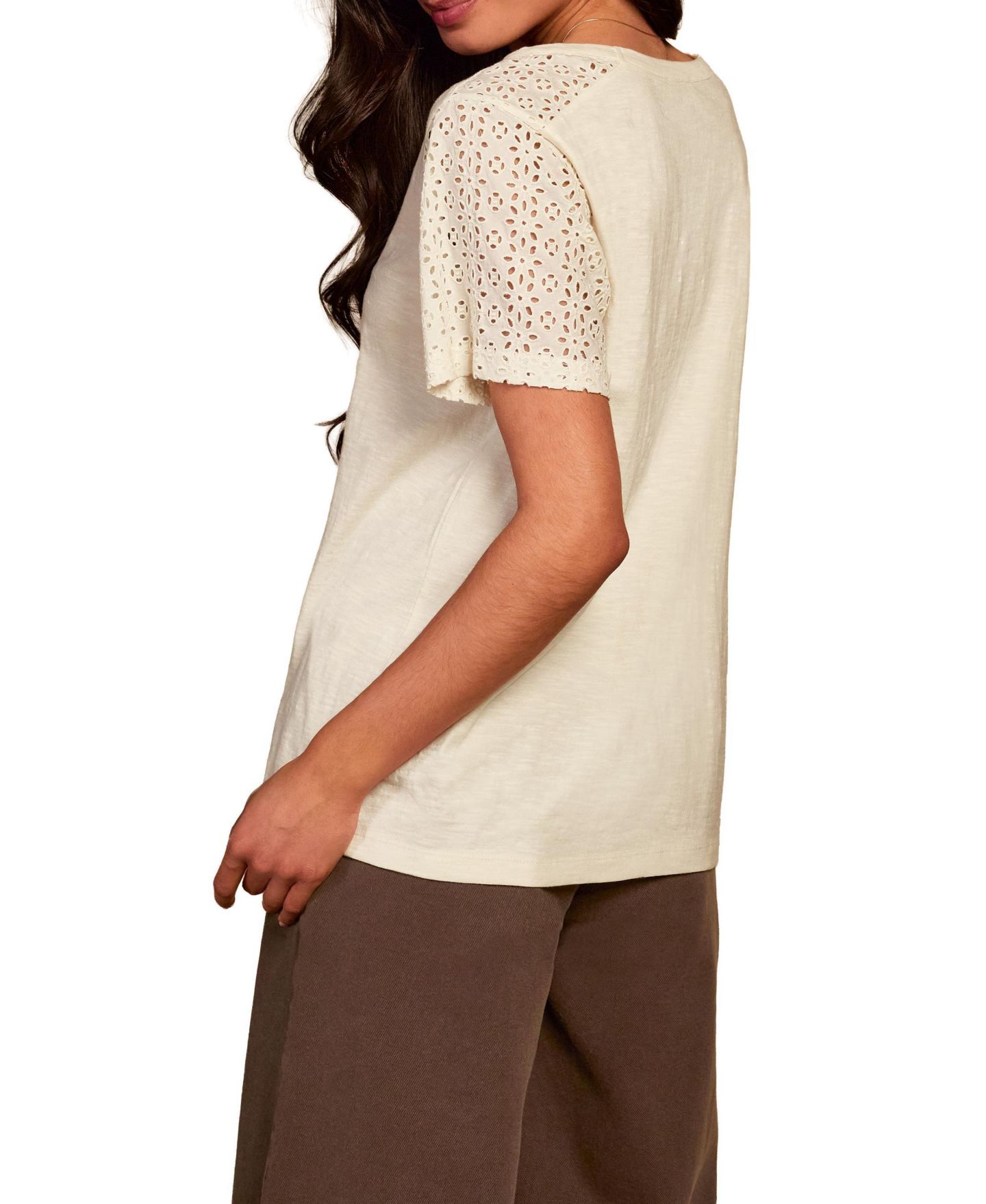Женская футболка Celtic & Co. Eyelet Sleeve Soft-Drape Jersey, цвет: Бежевый — фото 6
