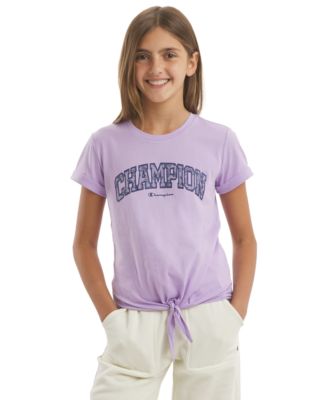 Girls' 7-16 Tie Front Graphic Short-Sleeve T-Shirt