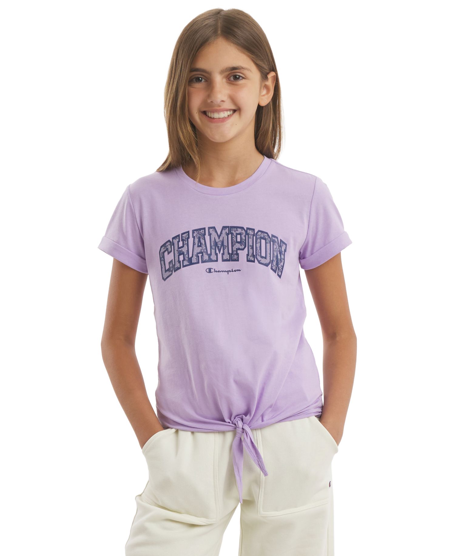 Girls' 7-16 Tie Front Graphic Short-Sleeve T-Shirt