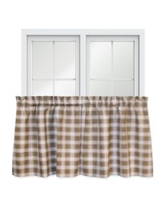 Country Check Tailored With 1.5" Rod Pocket Window Tiers Camel