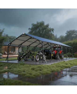 20 x 30 Feet Heavy Duty Steel Carport Garage for Cars Trucks Boats, All Weather Outdoor Vehicle Shelter with Metal Roof Frame