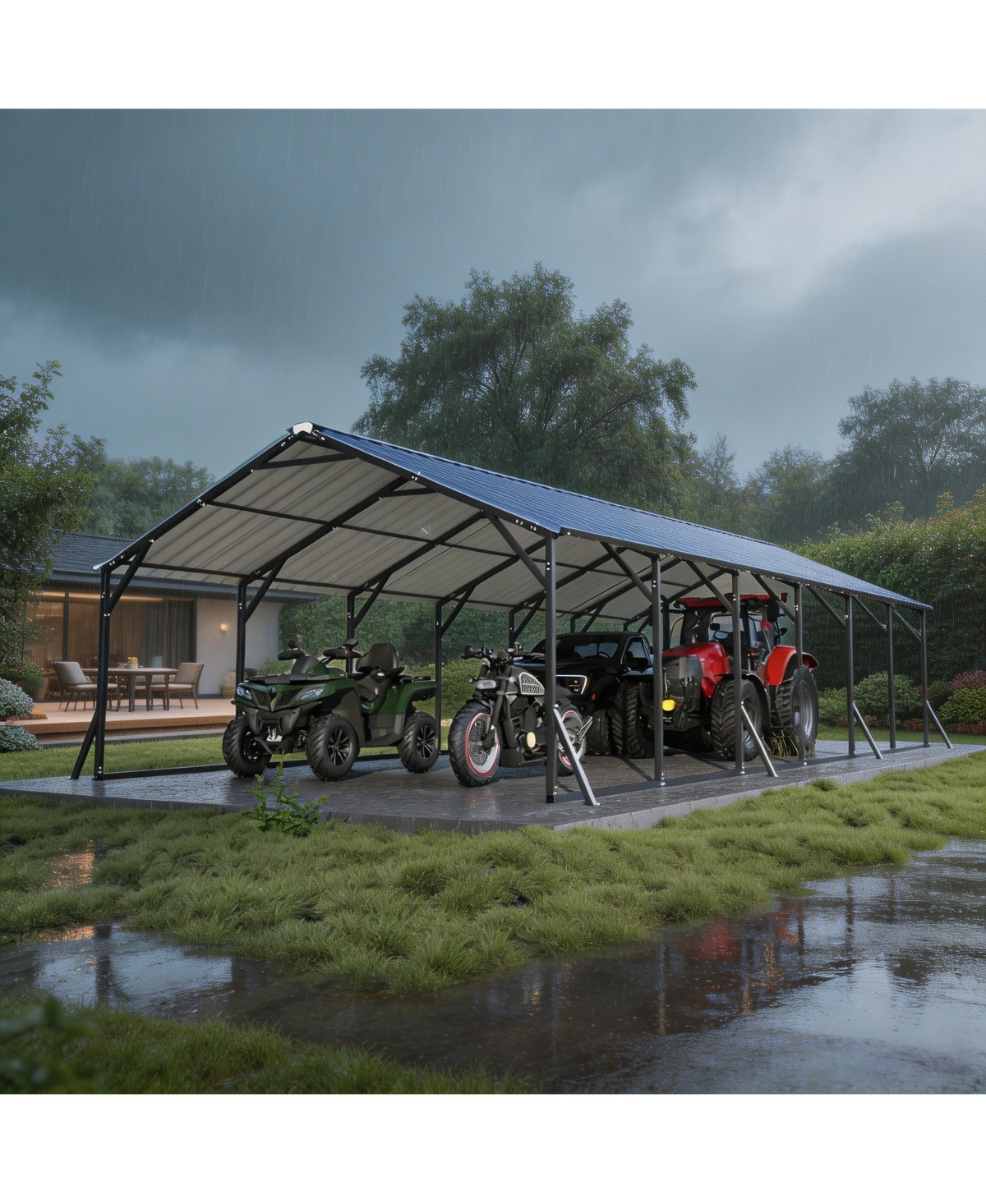 Homfan 20 x 30 Feet Heavy Duty Steel Carport Garage for Cars Trucks Boats, All Weather Outdoor Vehicle Shelter with Metal Roof Frame