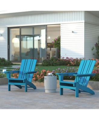 Haley Set of 2 Adirondack Chairs with Cup Holders, Weather Resistant HDPE Adirondack Chairs