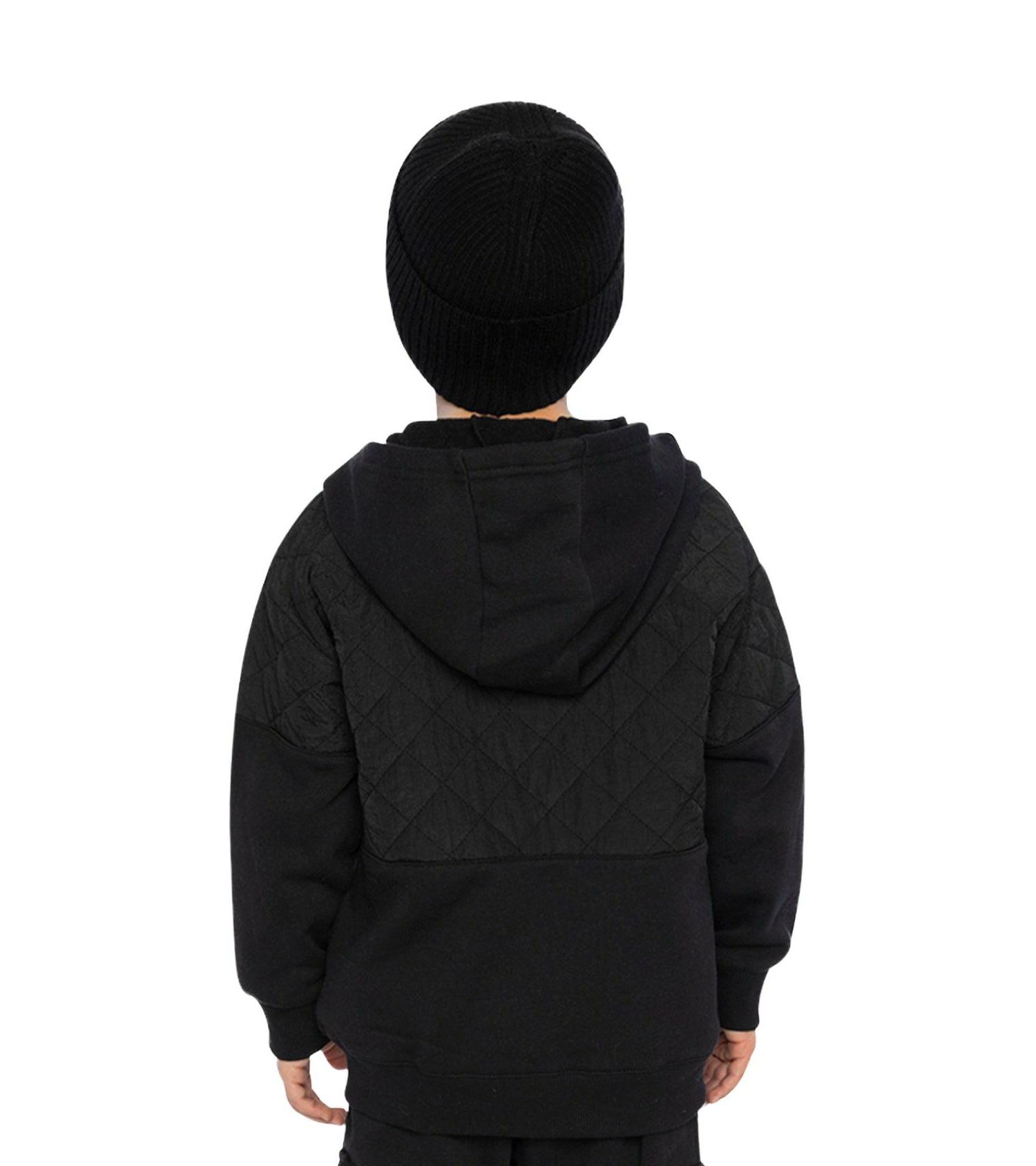 Boy's (6-12) Full Zip Hooded Bi-Material Cardigan