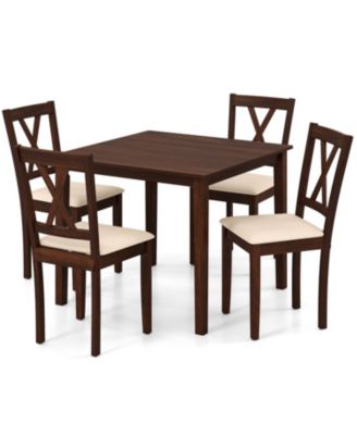 Modern Square Dining Table Set for 4 with Armless Chairs
