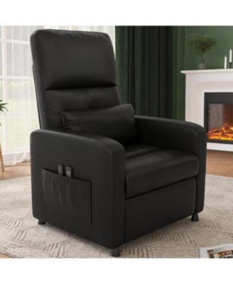 Power Recliner Chair with PU Leather, Adjustable Electric Recliner, Tall Back, USB Port and Side Pockets, Living Room