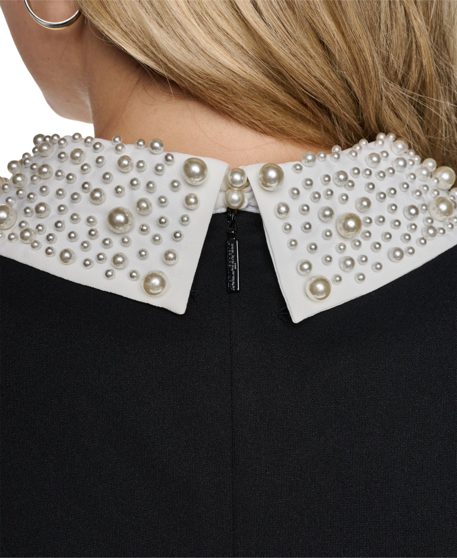 Plus Size Imitation Pearl Collar Knit Top