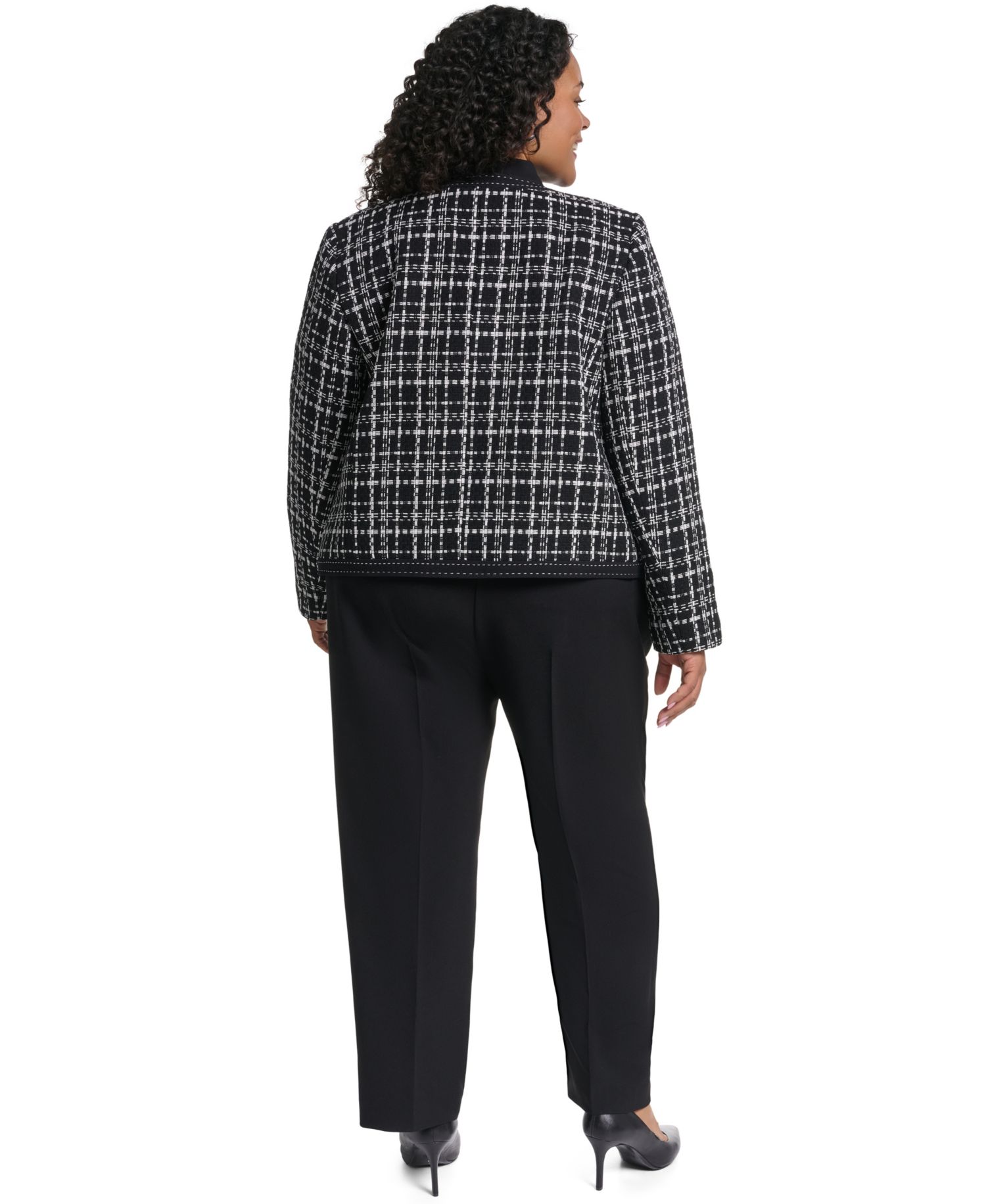 Plus Size Open-Front Woven Jacket