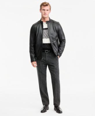 Men's Genuine Leather Racer Jacket