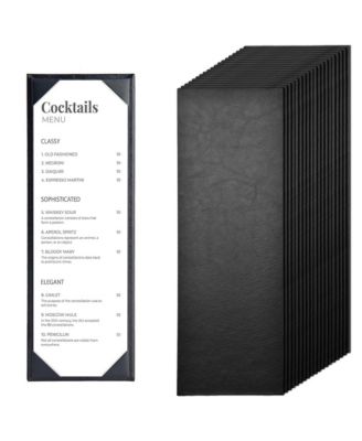  20 Pack 4.25"x14" PU Leather Restaurant Menu Covers Single Page with Angled Corners for Wine List Bar