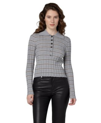 Women's Second Date Knit Stripe Polo Top thumbnail 4