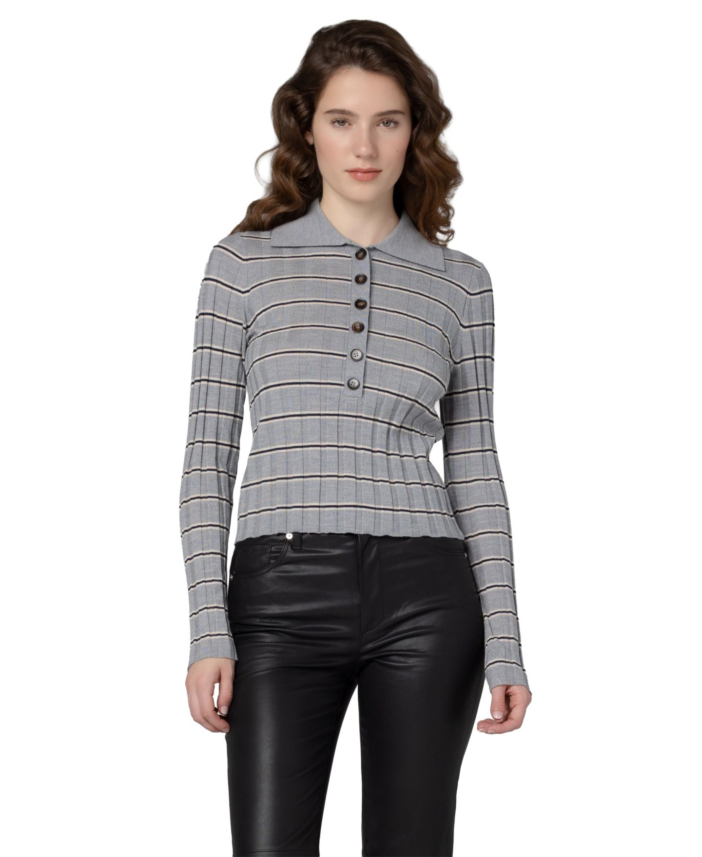 Женский топ Blank NYC Striped Second Date Knit Polo — фото 4