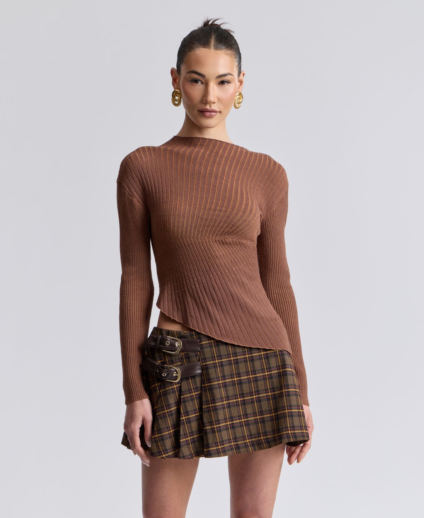 Женский свитер Avec Les Filles Long-Sleeve Radial Rib, цвет: Коньячный разноцветный — фото 2