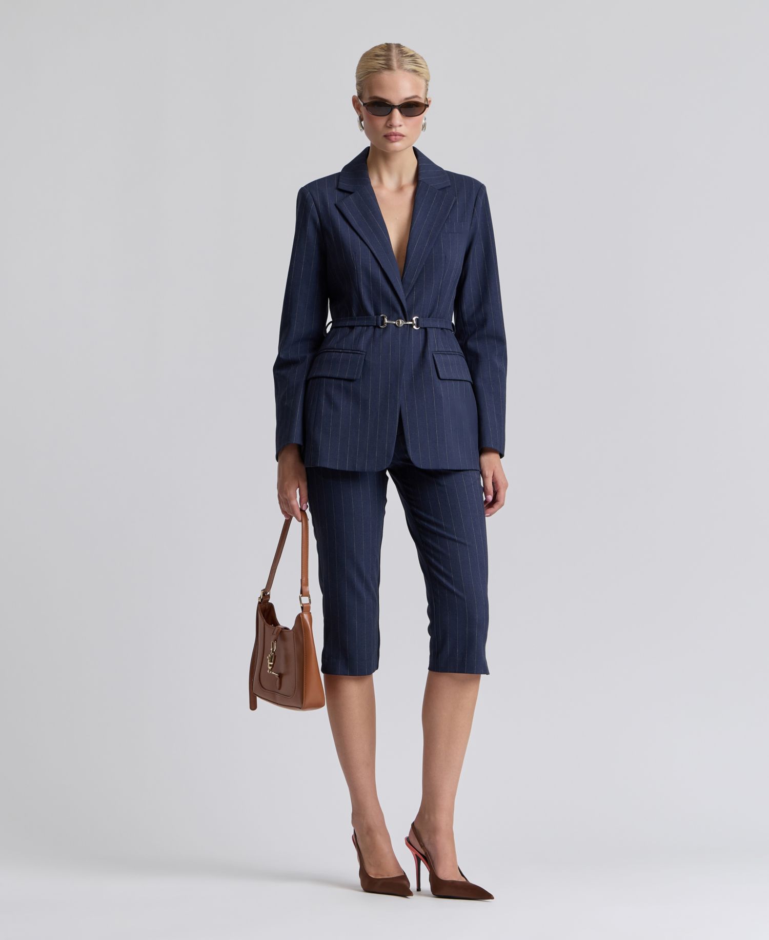 Women's Spread Collar Belted Blazer