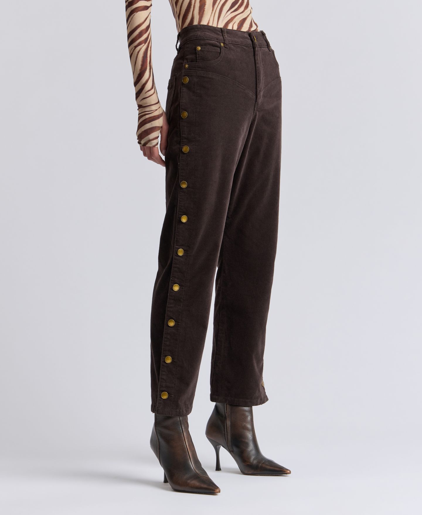 Женские брюки Avec Les Filles High-Rise Yoke Detail, цвет: Кофейный — фото 3
