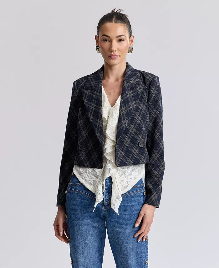 Women's Cropped Double-Breasted Blazer - thumbnail 8