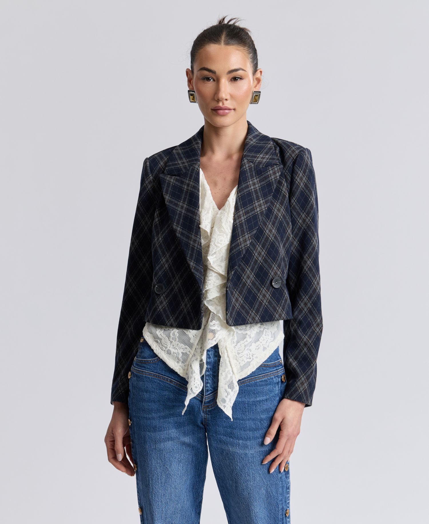 Women's Cropped Double-Breasted Blazer