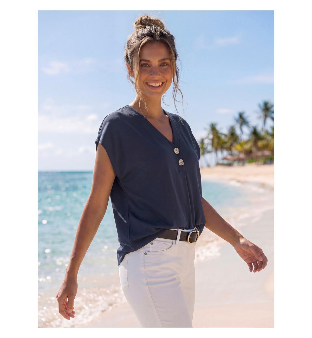 Lascana Women's Button Detail Blouse Shirt