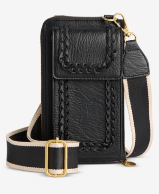 Braided-Edge Phone Crossbody Bag