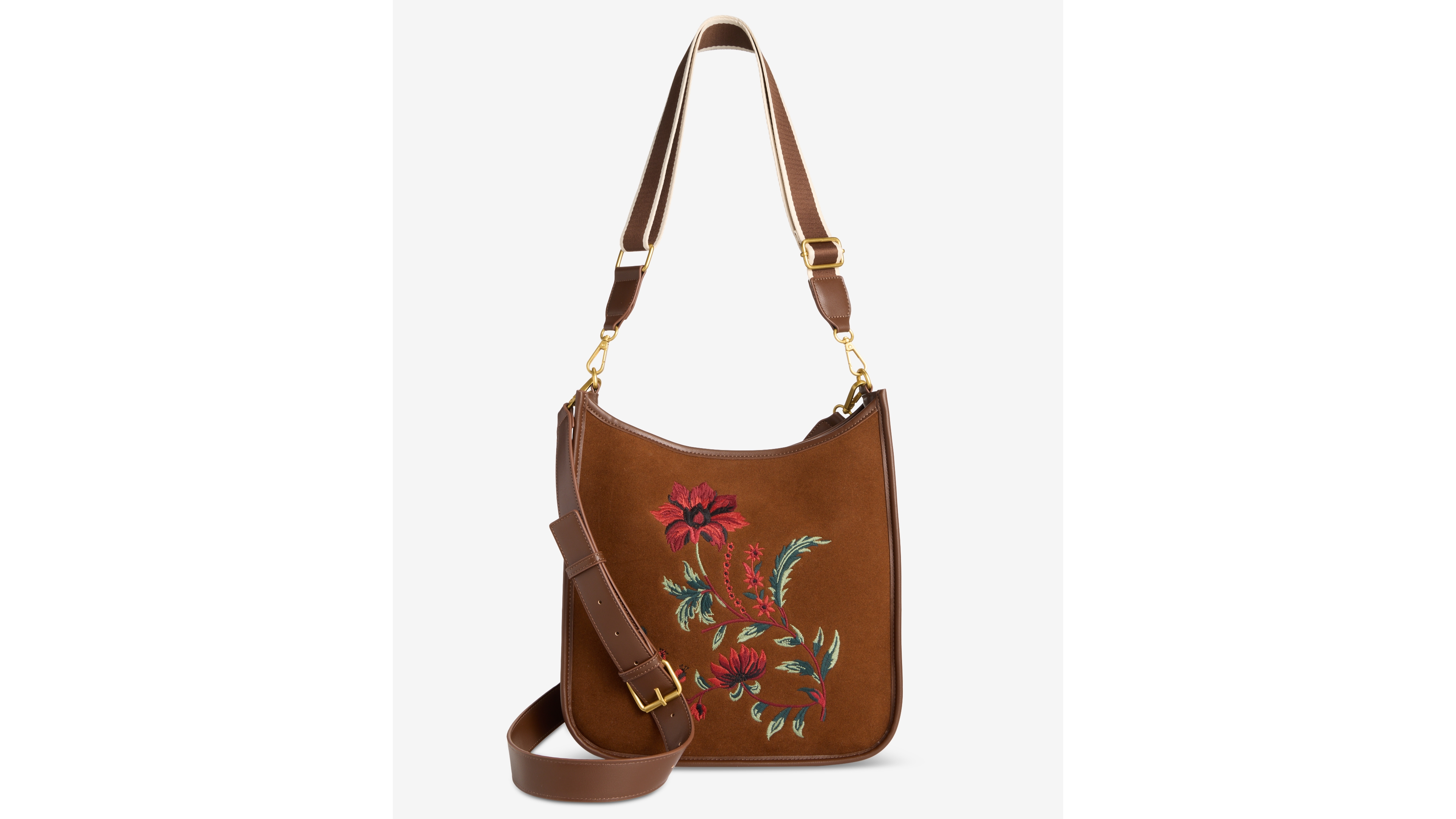 Style & Co Floral-Embroidered Suede Crossbody Bag, Macy's Exclusive