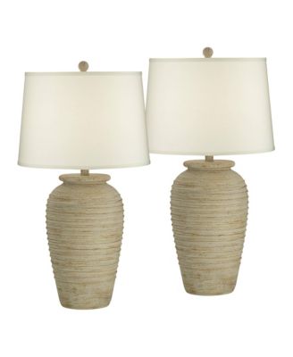 Austin 28" Tall Jug Southwest Farmhouse Rustic Table Lamps Set of 2 Sand Toned Ridged Finish Living Room Bedroom