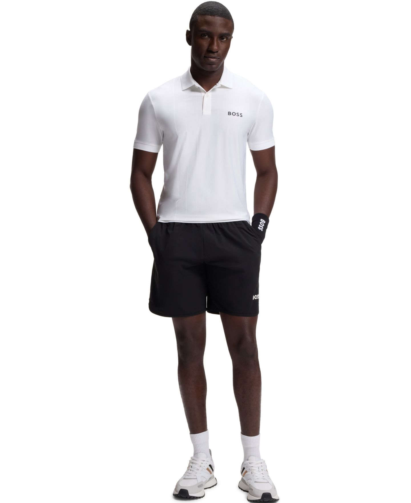 Мужское поло Hugo Boss Four-Way Stretch Stripe-Jersey Slim-Fit Polo Shirt, цвет: Чёрный — фото 12
