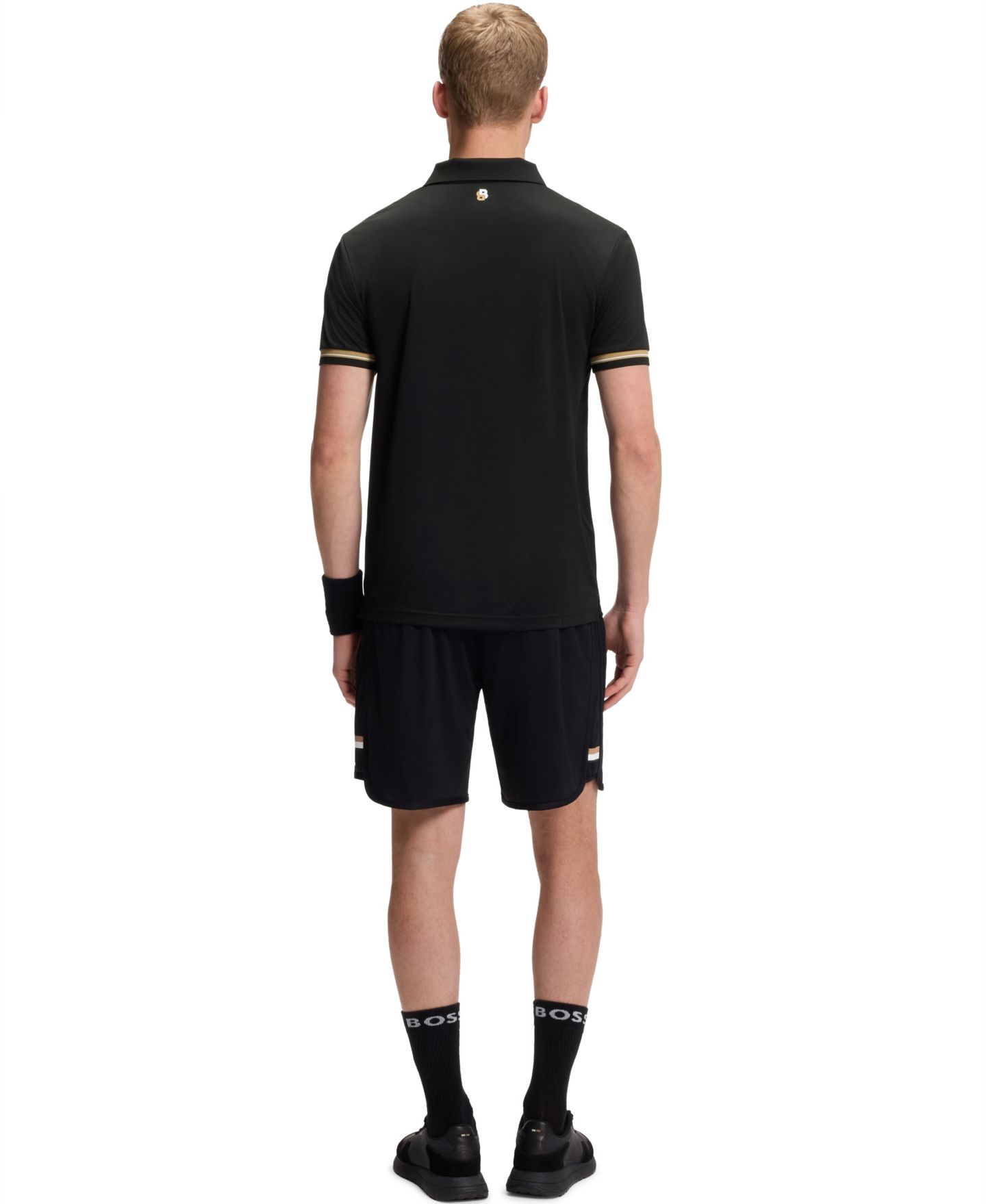 Мужское поло Hugo Boss Signature-Stripe Active Slim-Fit Polo Shirt, цвет: Чёрный — фото 3