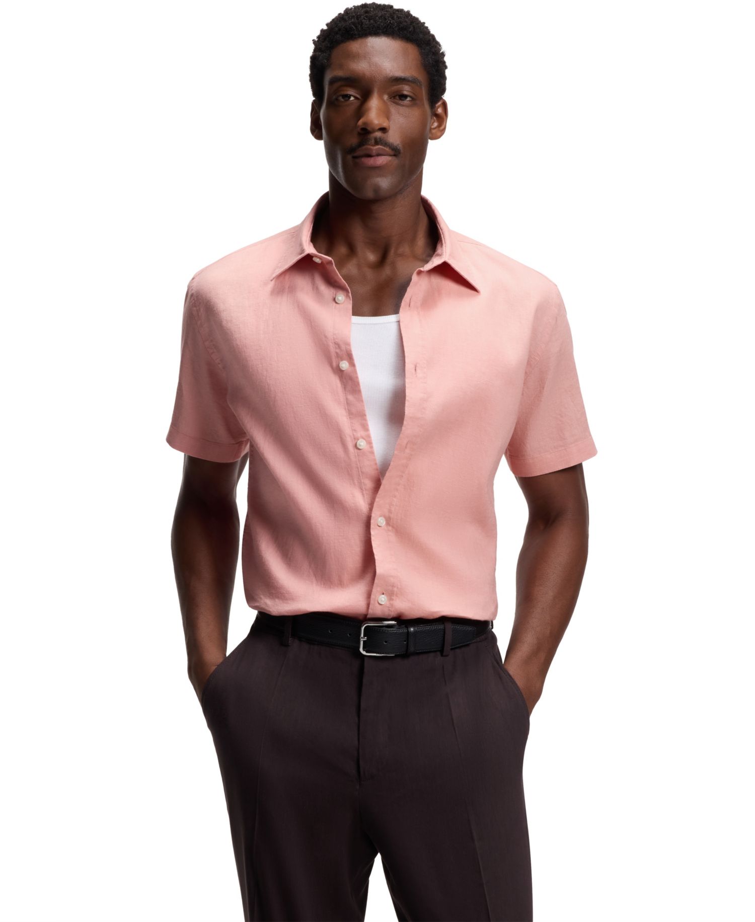 BOSS by Men's Stretch Linen Slim-Fit Shirt