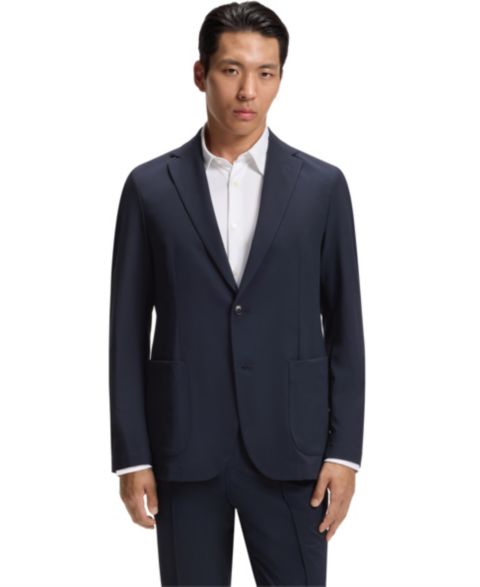 Мужской пиджак Hugo Boss BOSS by Performance Stretch Fabric Slim-Fit Blazer, цвет: Тёмный синий