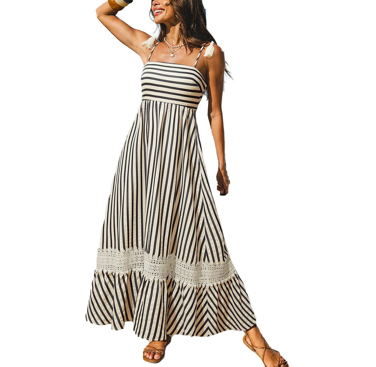 Women's Champagne Dreams Striped Maxi Beach Dress