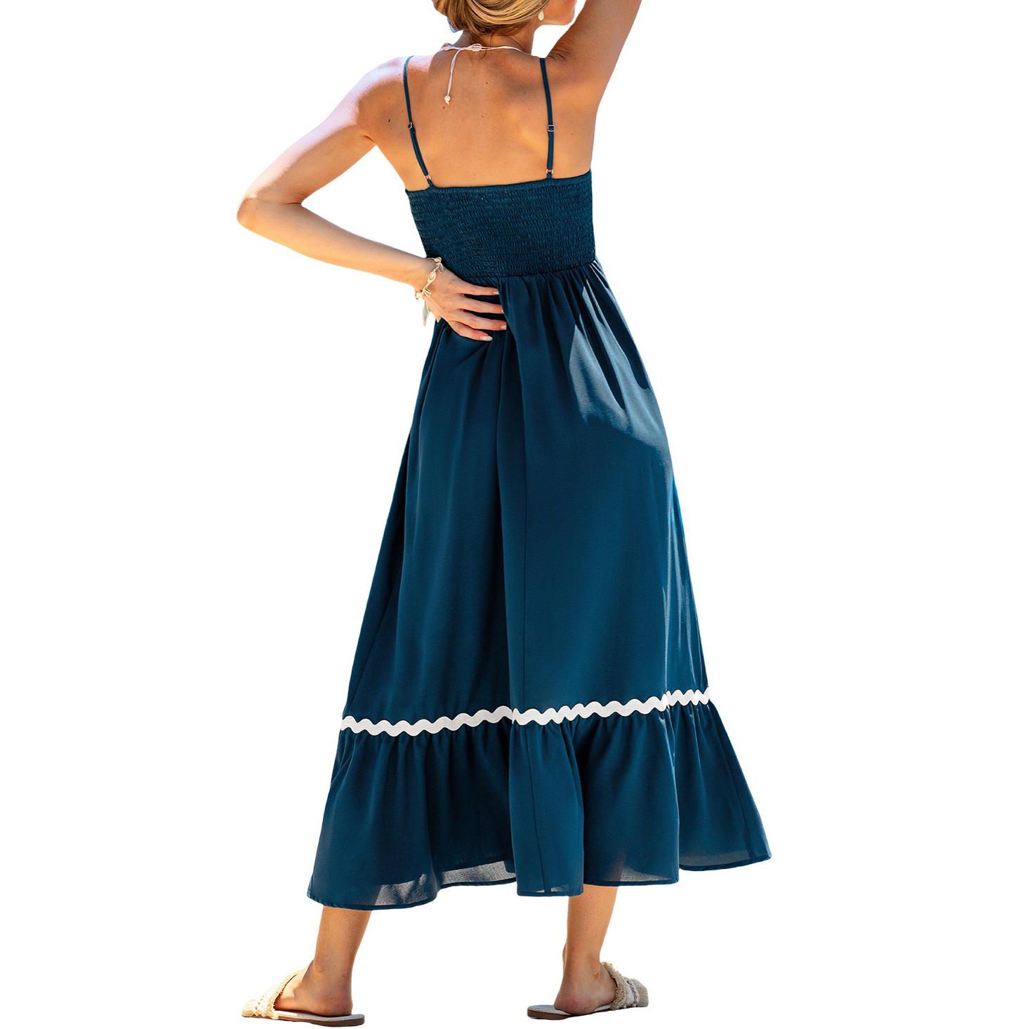 Женское платье Cupshe Weekend Away Blue Maxi Beach, цвет: Средний синий — фото 3