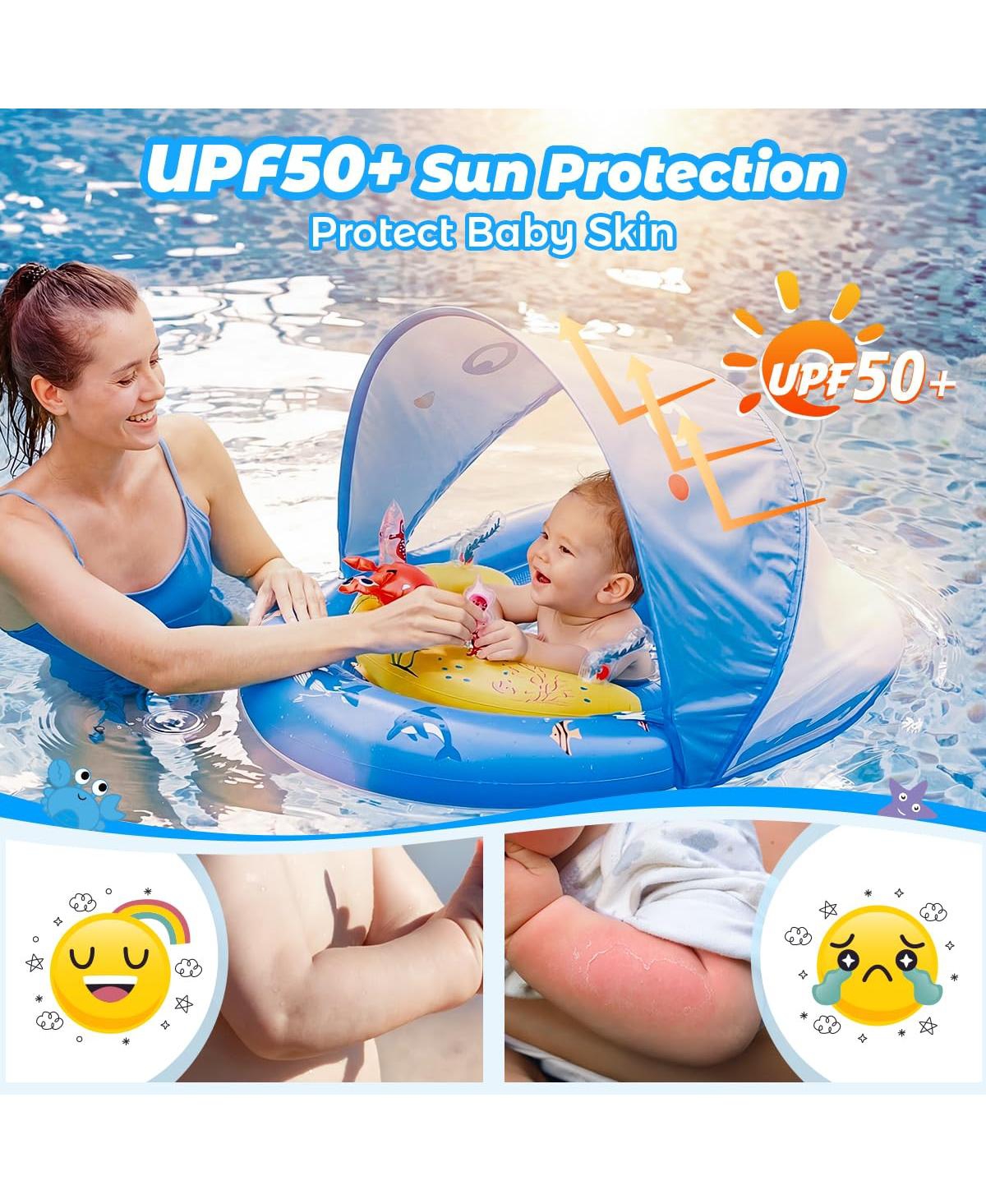 Aofar Baby Pool Float UPF50+ Sun Canopy Safety Seat