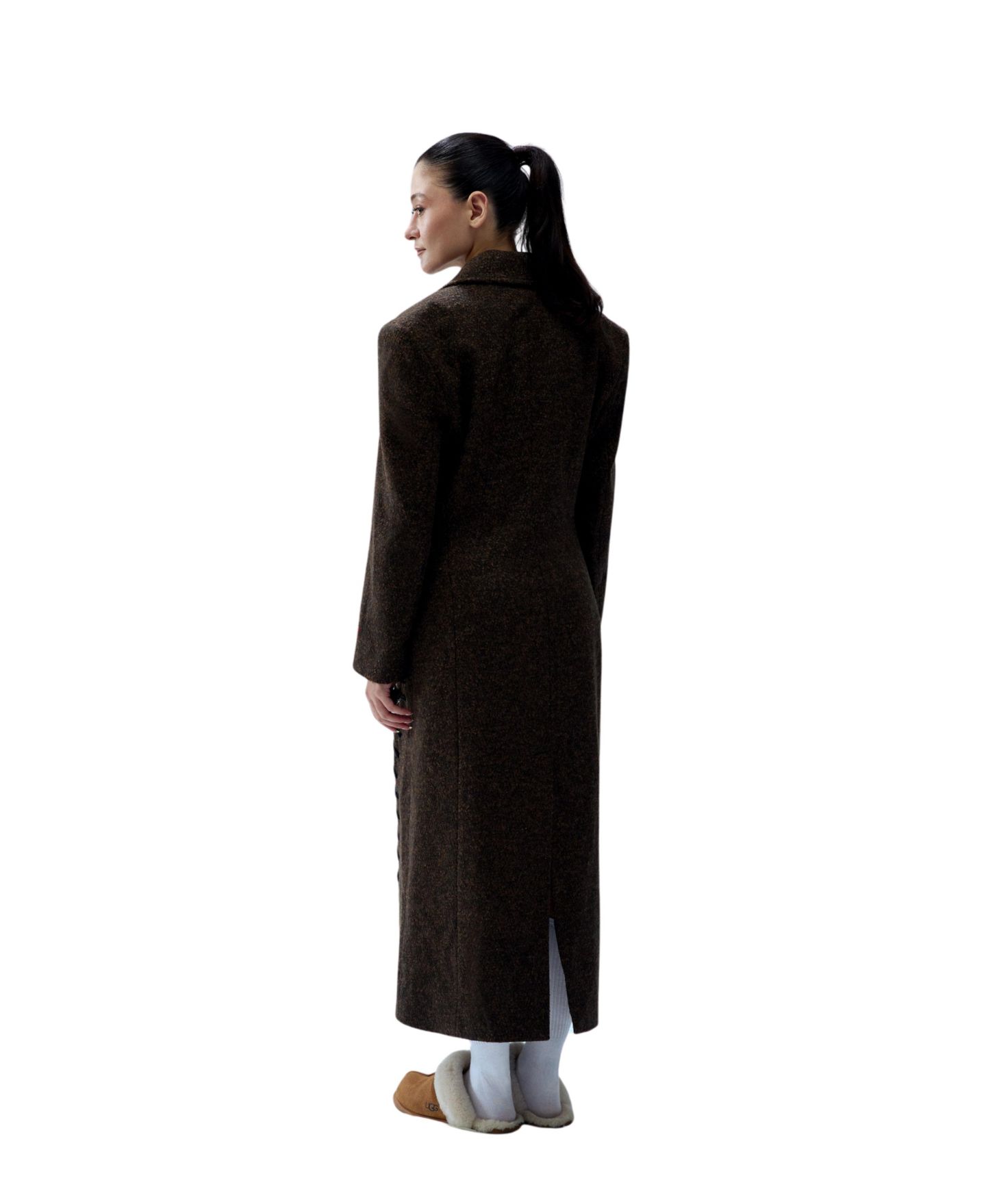 Женское пальто PCFG Cashmere And Wool Blend Long Overcoat, цвет: Коричневый — фото 3