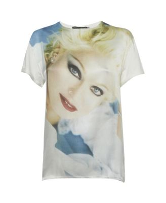 Women's Madonna Print Jersey and Satin T-Shirt